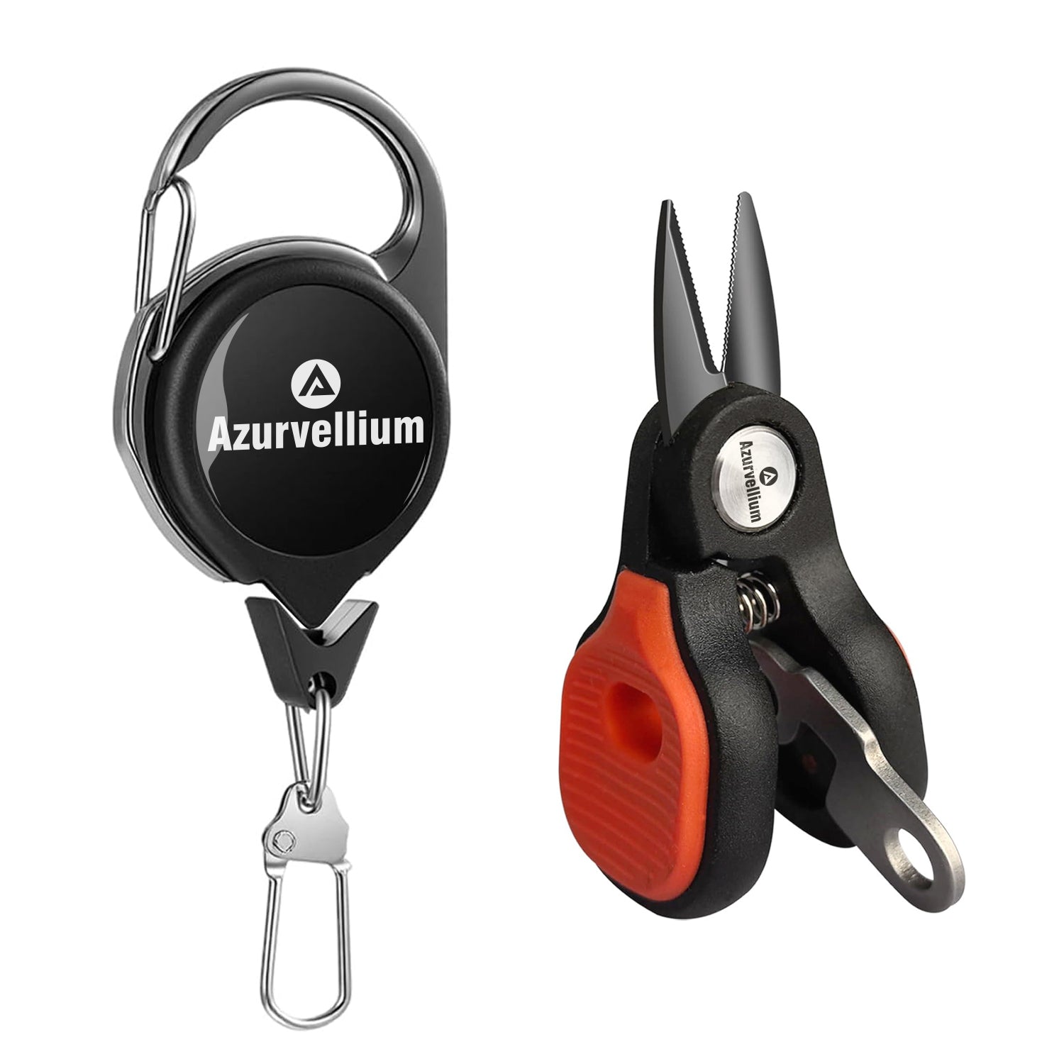 Azurvellium Mini Fishing Scissor, Compact Fishing Scissors Tool, Braided Line Cutter, Stainless Steel Fishing Line Cutter, Non Slip Grip, Smooth Lock, Retractable Lanyard