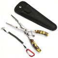 Azurvellium Fishing Needle Nose Pliers Long Nose Stainless Steel Fishing Pliers Hook Remover Braid Line Cutter Split Ring Pliers for Fishing Spring Loaded Fishing Tools