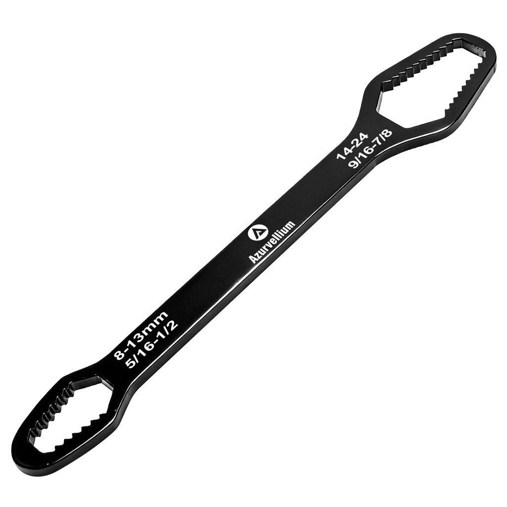 Azurvellium Double-Ended Adjustable Wrench, Dual SAE & Metric 8–24mm / 5/16"–7/8", Multi-Size Hand Tool for General Repair, Automotive, Bicycle & Home Maintenance