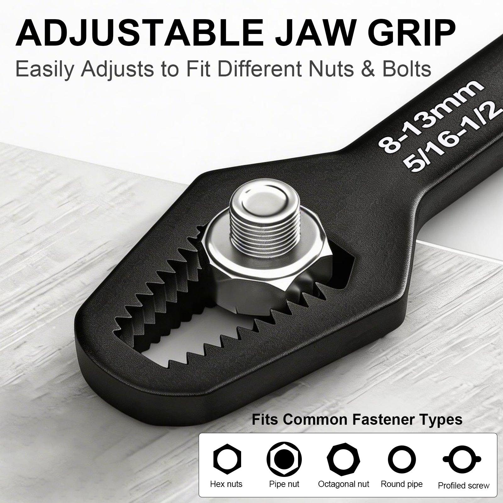 Azurvellium Double-Ended Adjustable Wrench, Dual SAE & Metric 8–24mm / 5/16"–7/8", Multi-Size Hand Tool for General Repair, Automotive, Bicycle & Home Maintenance