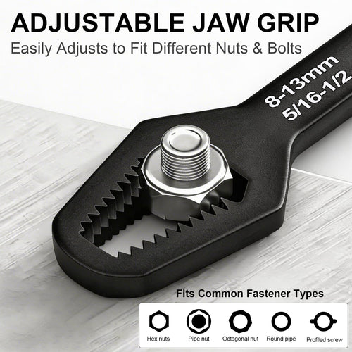 Azurvellium Double-Ended Adjustable Wrench, Dual SAE & Metric 8–24mm / 5/16"–7/8", Multi-Size Hand Tool for General Repair, Automotive, Bicycle & Home Maintenance