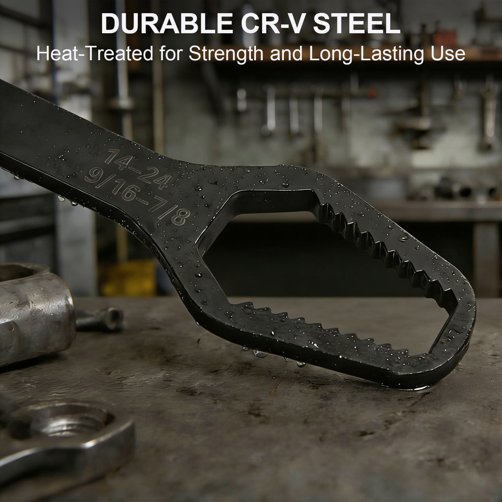 Azurvellium Double-Ended Adjustable Wrench, Dual SAE & Metric 8–24mm / 5/16"–7/8", Multi-Size Hand Tool for General Repair, Automotive, Bicycle & Home Maintenance