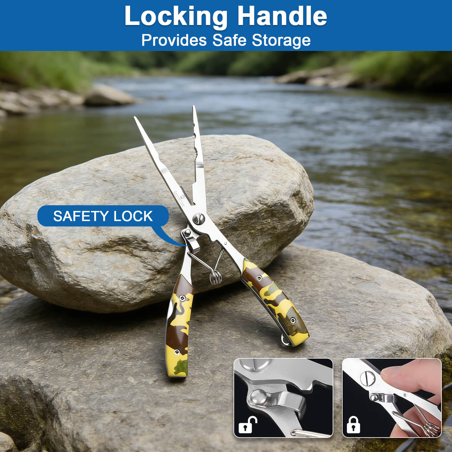 Azurvellium Fishing Needle Nose Pliers Long Nose Stainless Steel Fishing Pliers Hook Remover Braid Line Cutter Split Ring Pliers for Fishing Spring Loaded Fishing Tools