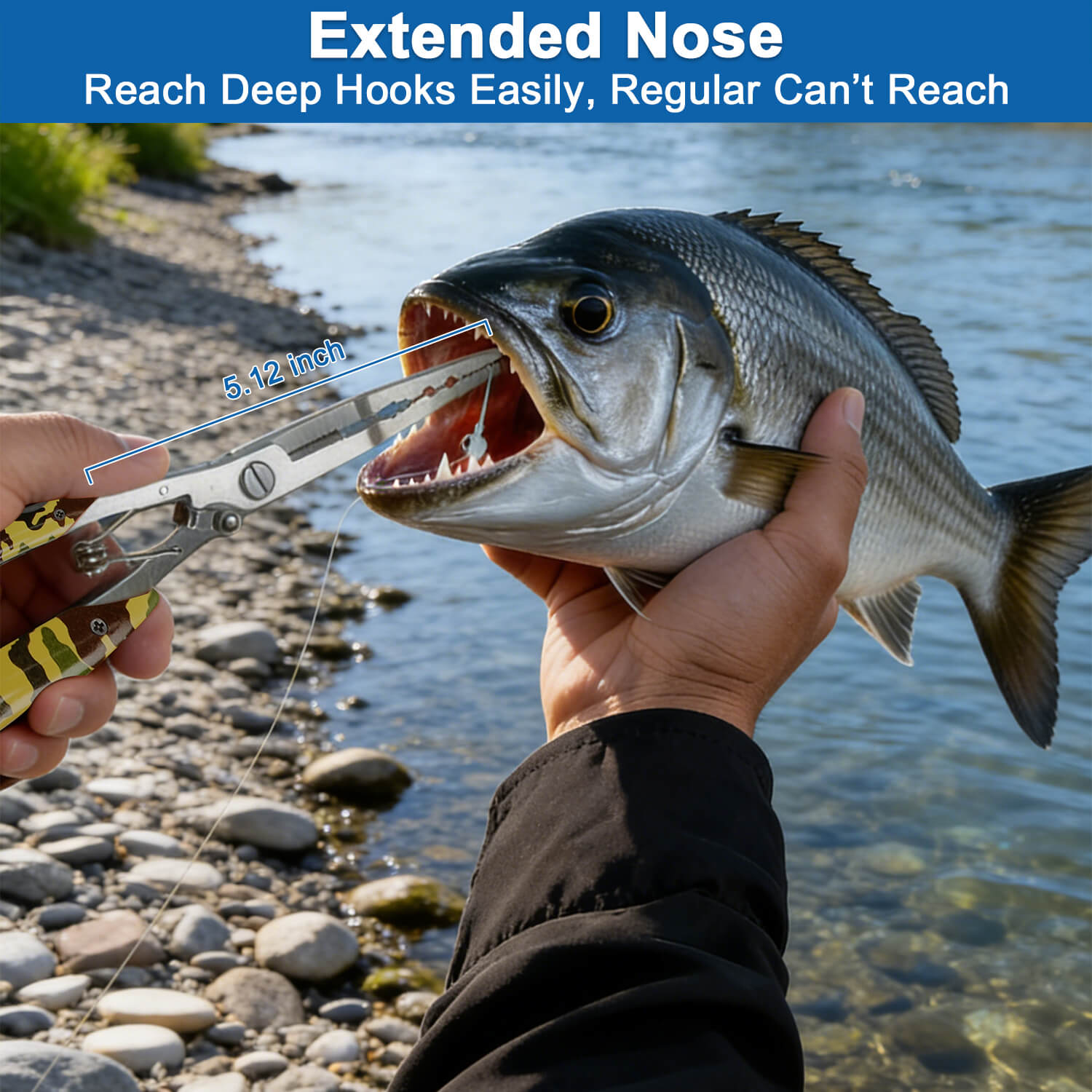 Azurvellium Fishing Needle Nose Pliers Long Nose Stainless Steel Fishing Pliers Hook Remover Braid Line Cutter Split Ring Pliers for Fishing Spring Loaded Fishing Tools